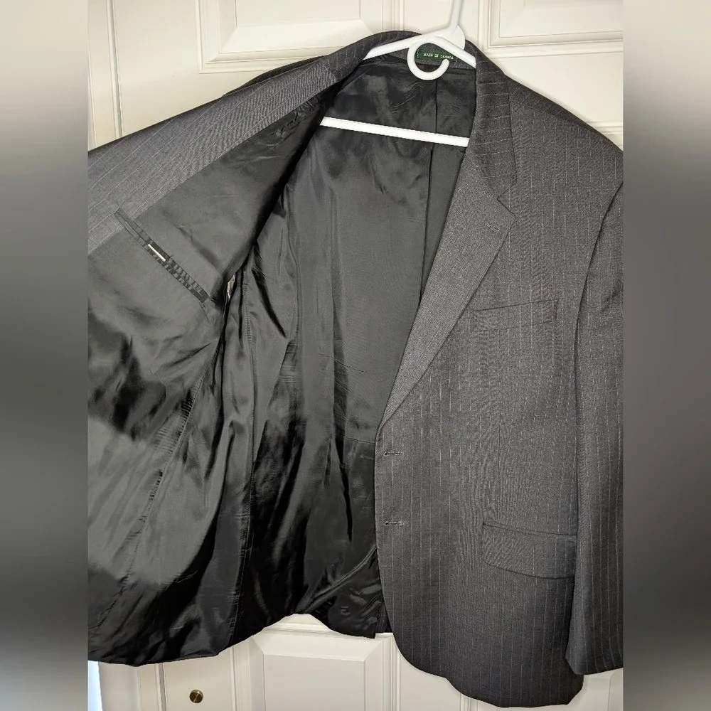 Lauren Ralph Lauren Men's 48R Blazer Sport Coat Charcoal Gray Pinstripe Vent EUC